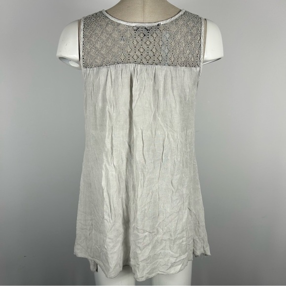 💕 papa Sleeveless White and Gray Lace Top M - Picture 3 of 9